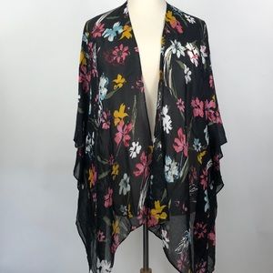NWT Lane Bryant Black Floral Kimono